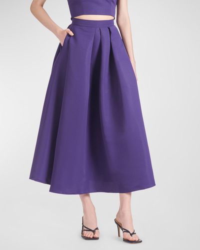 Sachin & Babi Leighton Pleated A-Line Midi Skirt - Purple