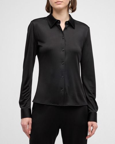 Helmut Lang Fluid Button-Front Shirt - Black