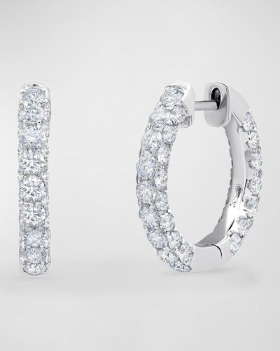 Graziela Gems 18k White Gold Diamond 3-sided Hoop Earrings - Multicolor