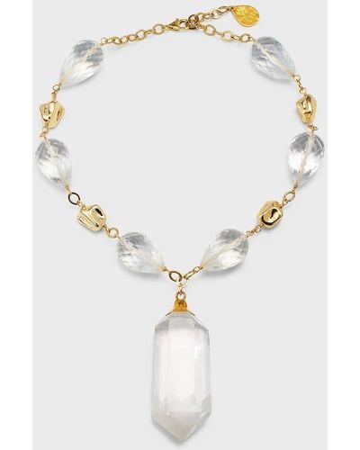 Devon Leigh 24K Foil And Crystal Nugget Necklace - White