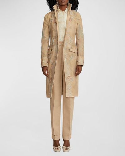 Ralph Lauren Collection Grendel Westborough Embroidered Canvas Coat - Natural