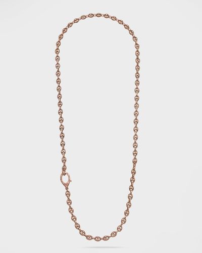 Marco Dal Maso Marine Rose Gold Plated Necklace In Polished Chain And Matte Clasp, 24"l - White