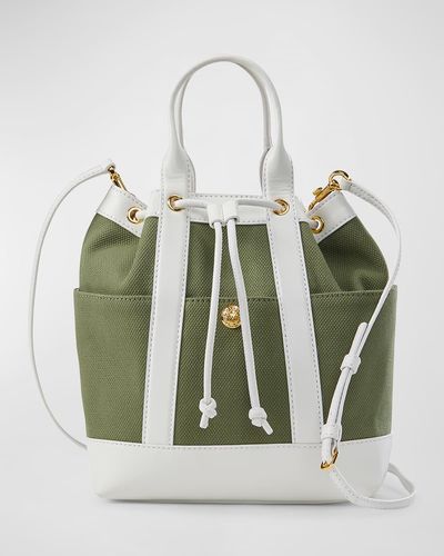 Veronica Beard Goody Drawstring Canvas Crossbody Bag - Green