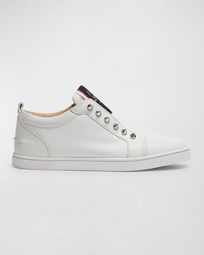 Christian Louboutin Fique A Vontade Red Sole Leather Low-top Sneakers - White