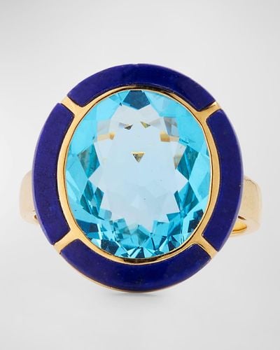 Goshwara 18K Melange Topaz And Lapis Lazuli Statement Ring - Blue