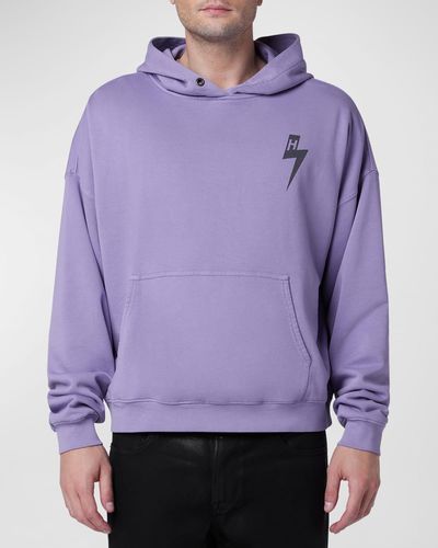 Hudson Jeans Cropped French Terry Hoodie - Purple