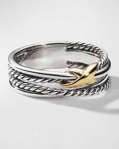 David Yurman X Crossover Ring In Silver With 18k Gold, 6mm - Metallic