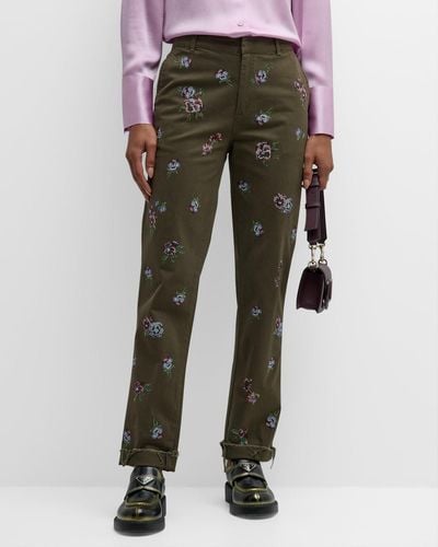 Libertine Pansies Chino Pants With Crystal Detail - Multicolor