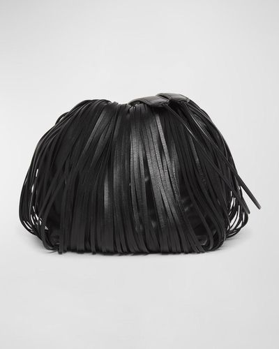 Jil Sander Dumpling Fringe Leather Crossbody Bag - Black