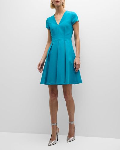 Emporio Armani Emma Pleated Fit-&-flare Mini Dress - Blue