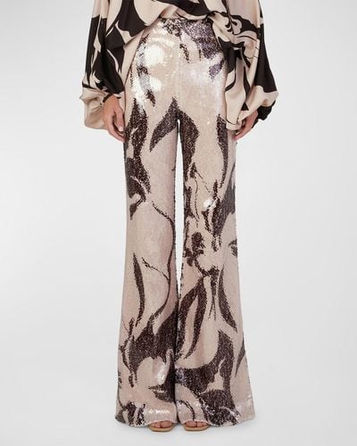 Silvia Tcherassi Avellino High-rise Sequined Wide-leg Pants - Natural