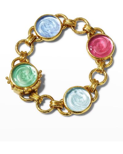 Elizabeth Locke Round Venetian Glass Intaglio Bracelet With Dolphin Twins And Round Connector - Blue