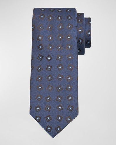 Charvet Square-Print Silk Tie - Blue