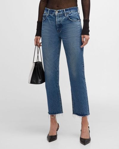 Moussy Belair Straight Cropped Jeans - Blue