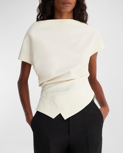 Rohe Short-Sleeve Draped Wool Top - White
