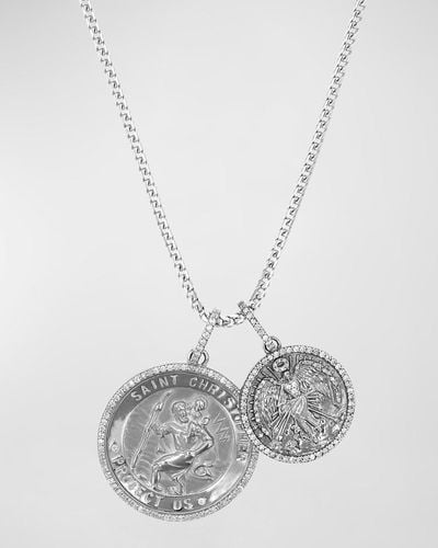 Sheryl Lowe St. Christopher And Angel Diamond Pendant Necklace - White