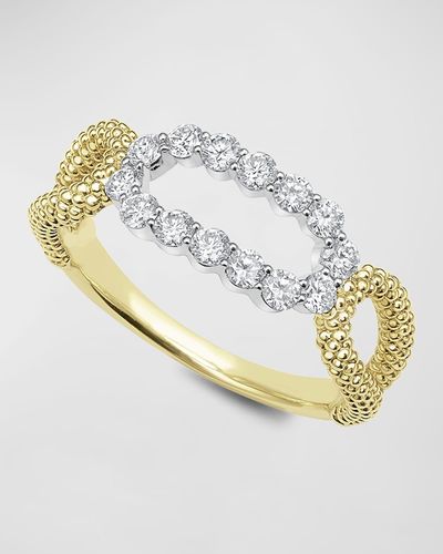 Lagos 18k Signature Caviar Diamond Superfine Oval Split Shank Ring, Size 7 - Metallic