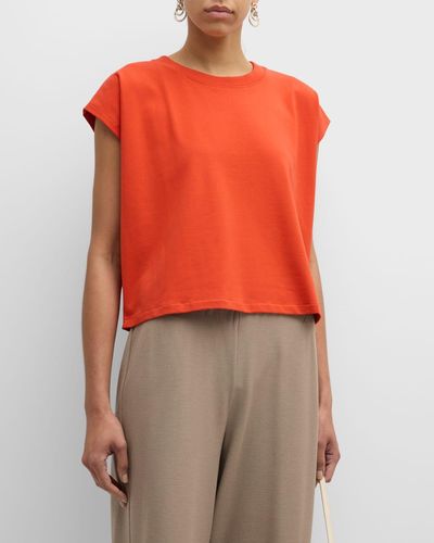 Eileen Fisher Cap-Sleeve Organic Cotton Jersey Shell - Orange
