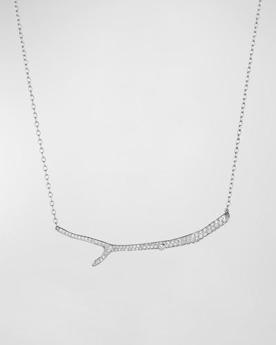Mimi So 18k White Gold Long Diamond Twig Necklace