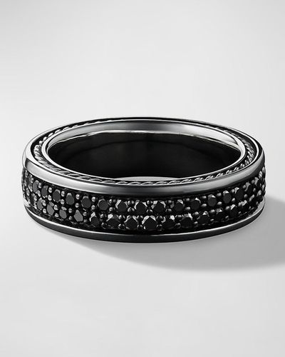 David Yurman Streamline Two-row Band Ring With Black Diamonds
