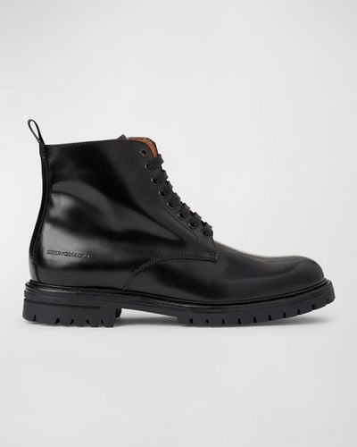 Bruno Magli Griffin Leather Lace-Up Boots - Black