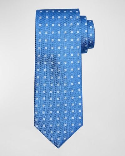 Brioni Silk Jacquard Micro-Box Tie - Blue