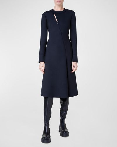 Akris Neoprene Midi Dress With Front Zip Detail - Blue