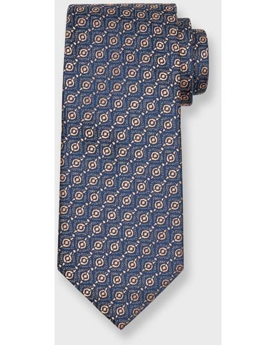 Charvet Woven Geometric Silk Tie - Blue