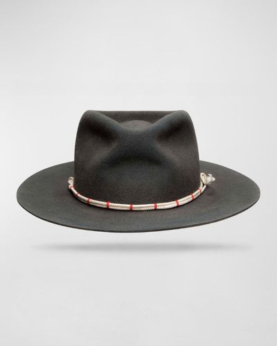 Worth & Worth by Orlando Palacios Mule Kick Beaver Felt Fedora Hat - Black