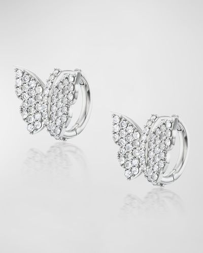 Sheryl Lowe Pave Diamond Butterfly Huggie Earrings - Metallic