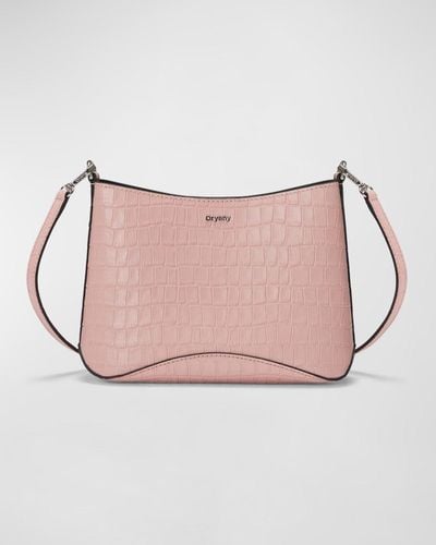 orYANY Focus Mini Croc-Embossed Leather Crossbody Bag - Pink