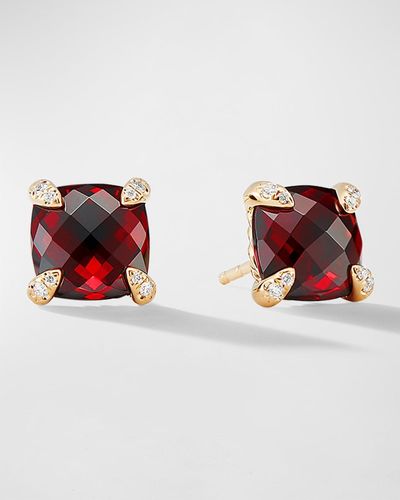 David Yurman Chatelaine Earrings With Gemstone And Diamonds - Red
