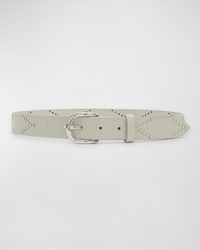 Isabel Marant Telly Gd Studded Leather Belt - Gray