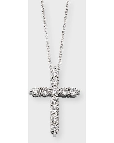 Neiman Marcus Lab Gown Diamond 18K Cross Pendant Necklace, 2.0Tcw - White