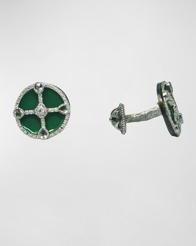 Armenta Diamond And Sapphire Enamel Cufflinks - Green
