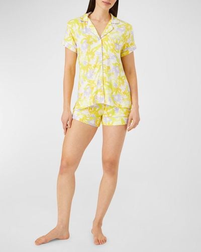 Alivia Jenna Floral-Print Jersey Pajama Set - Yellow