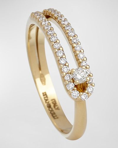 Krisonia 18k Yellow Gold Thin Ring With Diamond Half, Size 7 - White