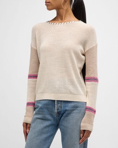 Lisa Todd Arm-our Pointelle Knit Whipstitch Pullover - Natural