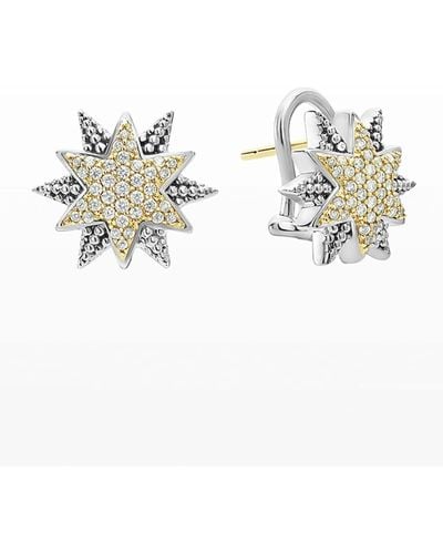 Lagos Sterling Silver & 18k Gold Star Stud Earrings With Diamonds - Metallic