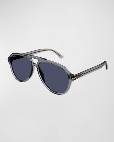 Gucci GG1443Sm Acetate Aviator Sunglasses - Blue