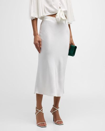 Ramy Brook Magdalena Satin Midi Skirt - White