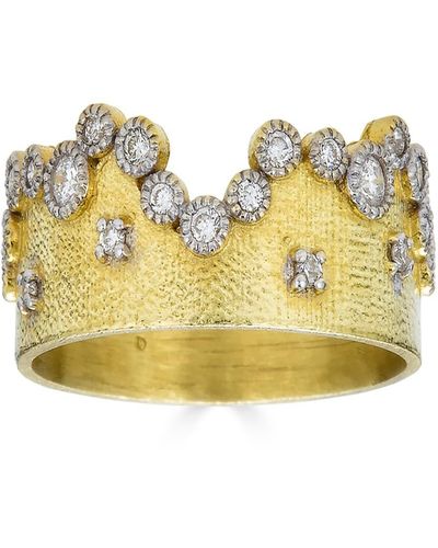 Tanya Farah 18K Royal Couture Diamond Bezel Crown Ring - Yellow