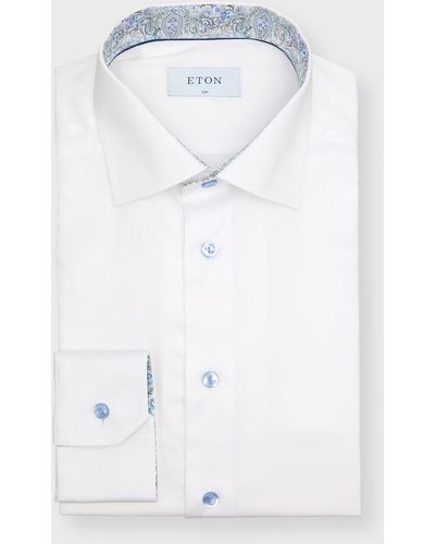 Eton Slim Fit Twill Dress Shirt - White