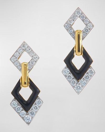 David Webb Diamond Double Drop Earrings - White