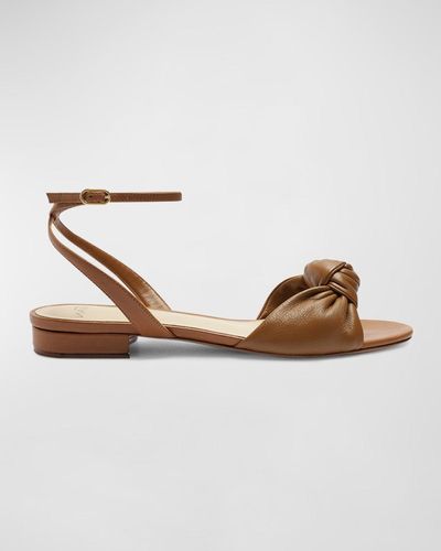 Alexandre Birman Kace Leather Knot Ankle-strap Sandals - Metallic