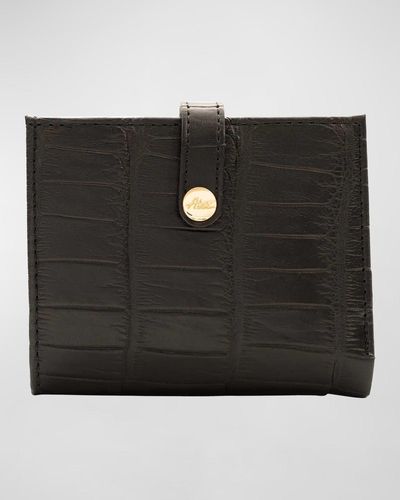Abas Mini Polished Matte Alligator Bifold Wallet - Black