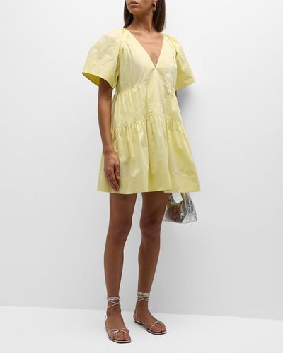 A.L.C. Camila Short-oversized Sleeve Tiered Mini Dress - Yellow