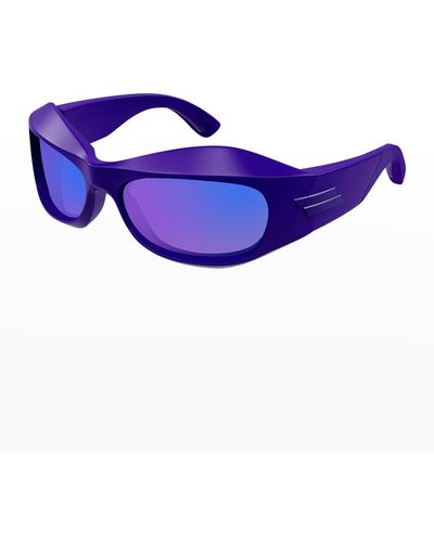 Bottega Veneta Molded Plastic Rectangle Sunglasses - Blue