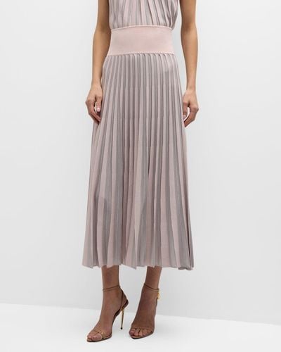 Emporio Armani Pleated Striped Side-Slit Midi Skirt - Multicolor