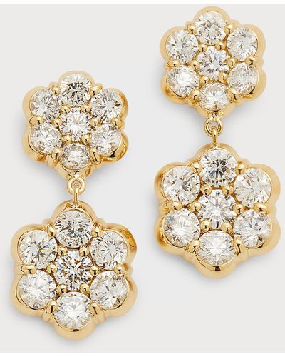 Bayco 18k Yellow Gold Flower Diamond Drop Earrings - Metallic